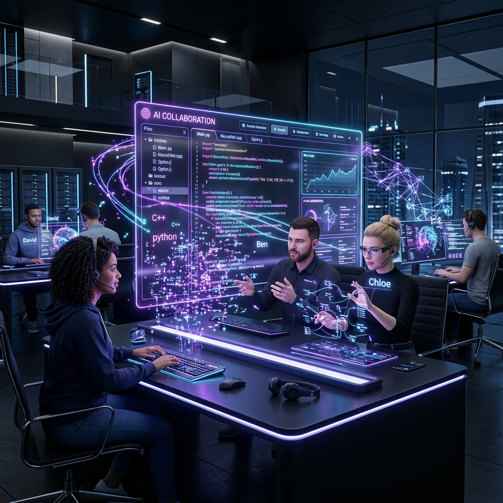 Sarabar Software Collaborative Team Workspace with AI Holo Screen