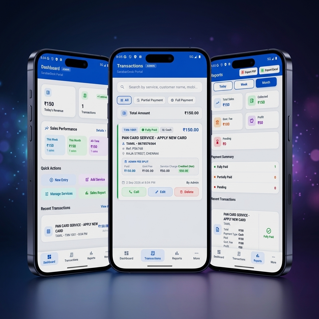 Sarabar Desk Mobile App Preview
